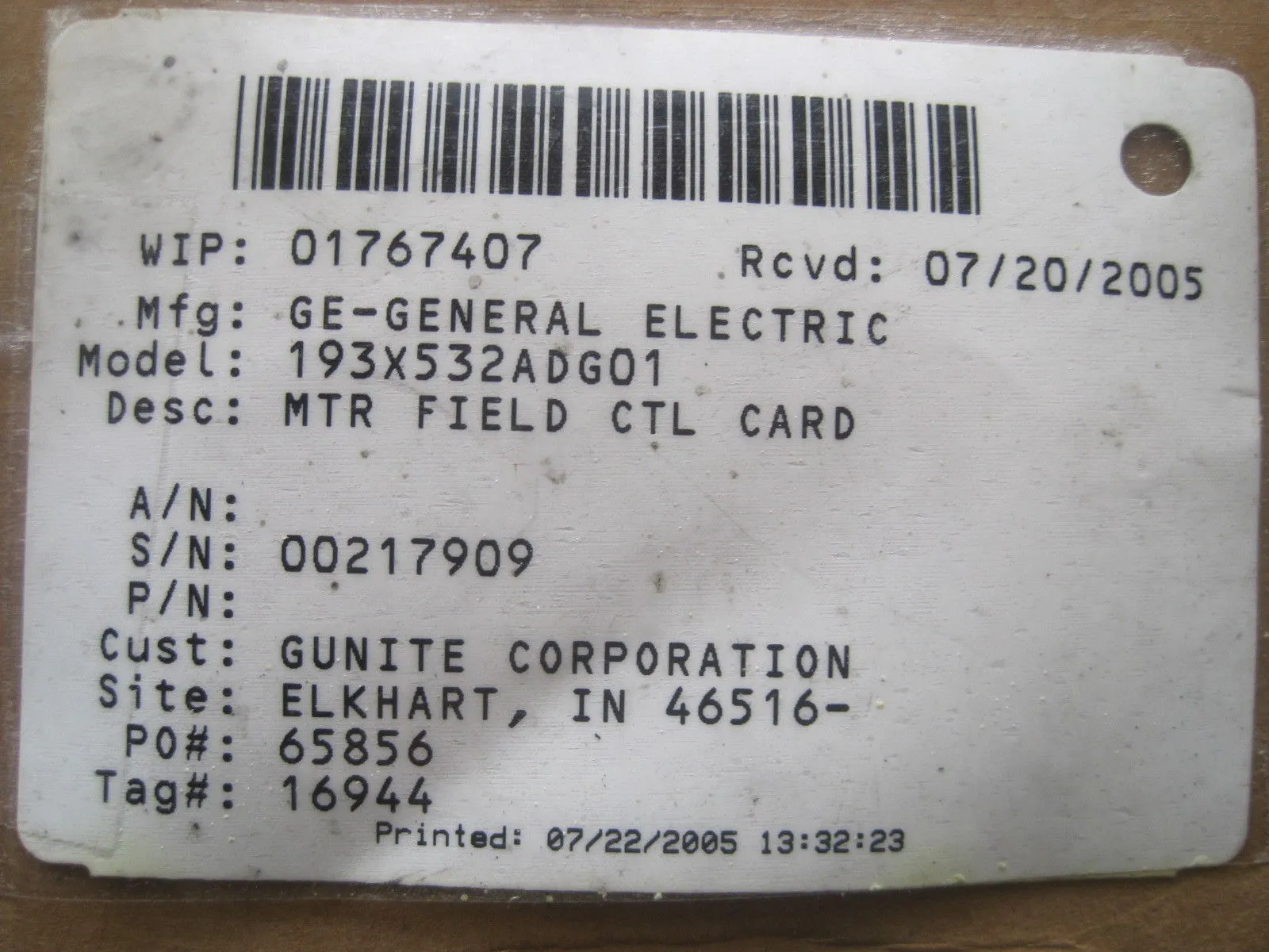 REPAIRED GENERAL ELECTRIC 193X-532-ADG01 BOARD 193X532ADG01