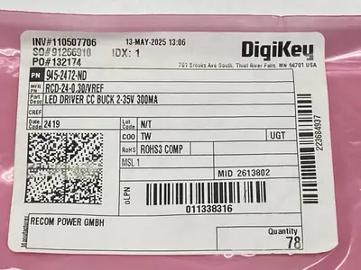 NEW RECOM POWER LED DRIVER CC BUCK 2-35V 700MA LOT OF 78