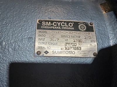 30 HP Sumitomo SM-Cyclo Planetary Gear Reducer, Model CHHJM-S-30-4185Y-25