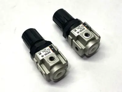 USED SMC MINIATURE PNEUMATIC PRESSURE REGULATOR M5 PORTS LOT OF 2