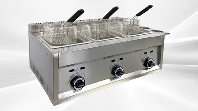 171-0452 10 Gallon 3 Bank Countertop Natural Gas Deep Fryer