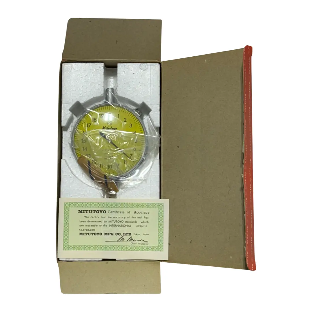 Mitutoyo Dial Indicator 0-20 Dial Reading 0.5mm Range 0.002mm Graduation Yellow Face