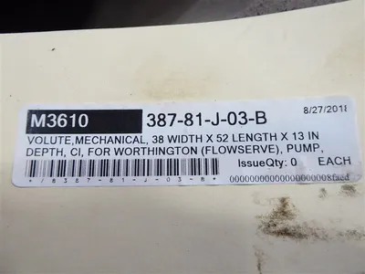 Flowserve 387-81-J-03-B Mechanical Volute 38x52x13 For 16QL20B Pump Surplus