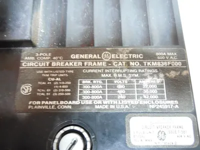 General Electric TKM836F000 Circuit Breaker 800A Frame 800A Trip Used