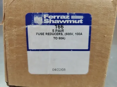 Ferraz Shawmut 166 Fuse Reducer, (600V, 100A to 60A), Lot of 5. 4C-42