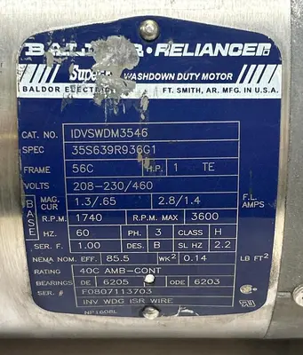Used BALDOR IDVSWDM3546 Motors (misc) | Surplus Asset Holdings #1205326