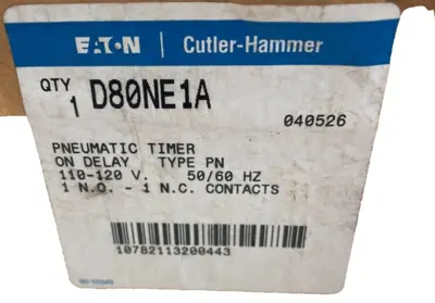 NEW EATON CUTLER HAMMER D80NE1A PNEUMATIC TIMER D80N