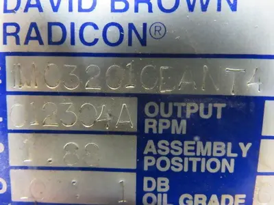 David Brown M032010EANT4 Series M In Line Helical Reducer W/ Baldor 1/2HP Motor