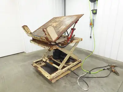 Pneumatic Lift Tilt Table Tote Tipper 2000lb 28° Degree 50x46" Top