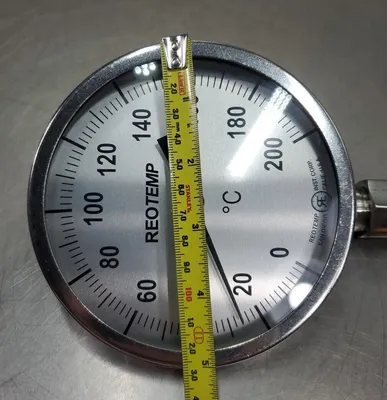 REOTEMP 62395A 0-200°C Thermometer, 5" FACE, 8-3/4" STEM 6D-8