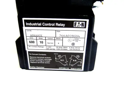 NEW CUTLER HAMMER AR660X 6 POLE CONTROL RELAY 480V 60HZ