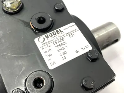 USED VOGEL PRECISION BEVEL HELICAL GEARBOX, ANGULAR I=9,60 SOLID SHAFT 30842