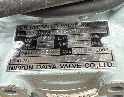 Used Nippon Daiya Valve Co. LTD HNT14N-10 Valves/Fittings Indiana US | J&J Industrial Supply #1326718