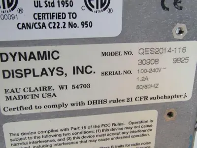 Dynamic Displays QES2014-116 14" Operator Interface Display