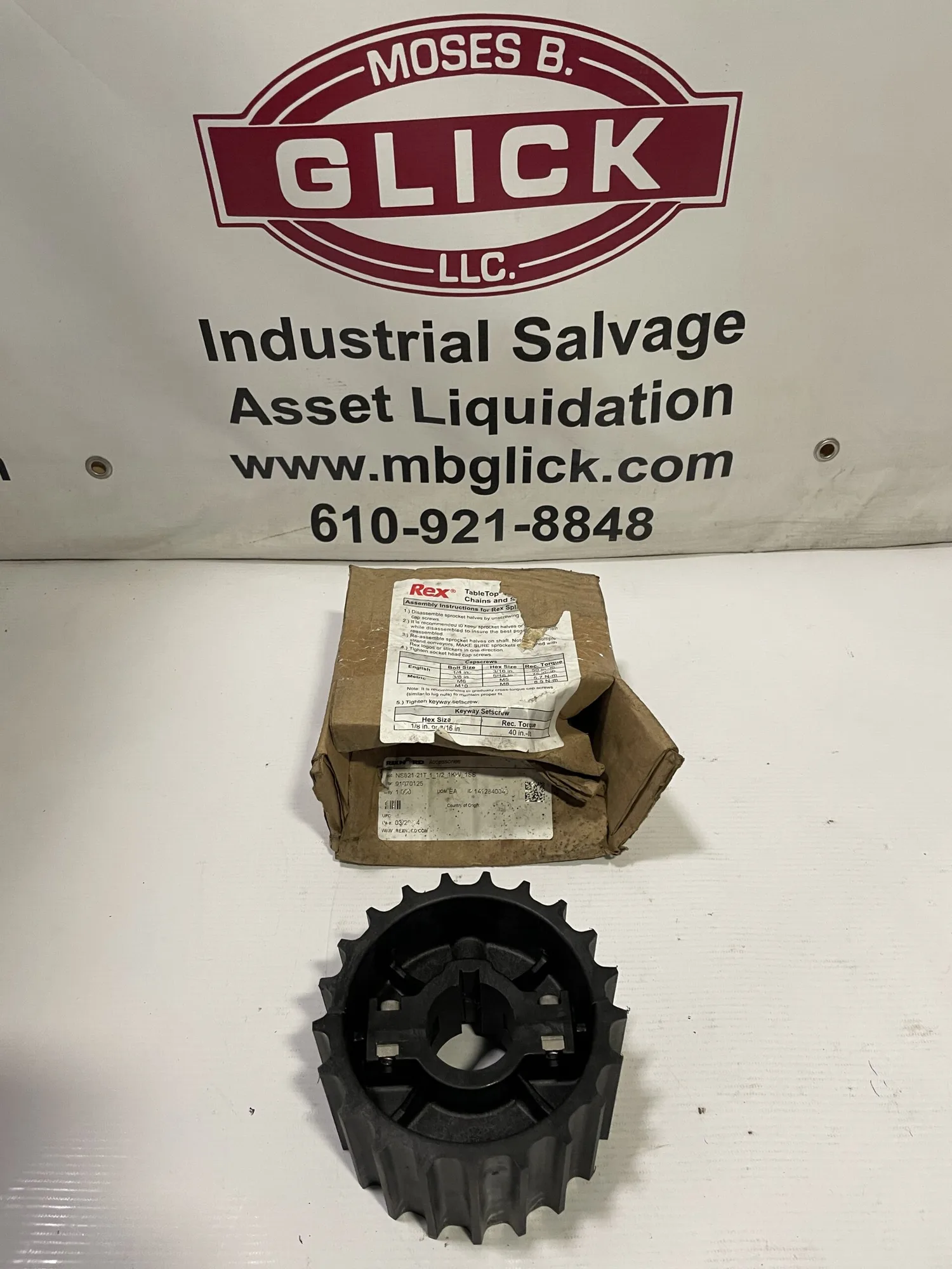 Rexnord NS821-21T_1_1/2_1KW_1SS Molded TableTop Sprocket 21 Teeth 91070125 -NIB