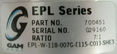 NEW GAM EPL-W-118-007G-115-C01-SHE3 GEAR REDUCER 7:1 EPL SERIES 700451