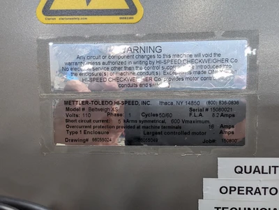 USED 2015 METTLER-TOLEDO BELTWEIGH XS