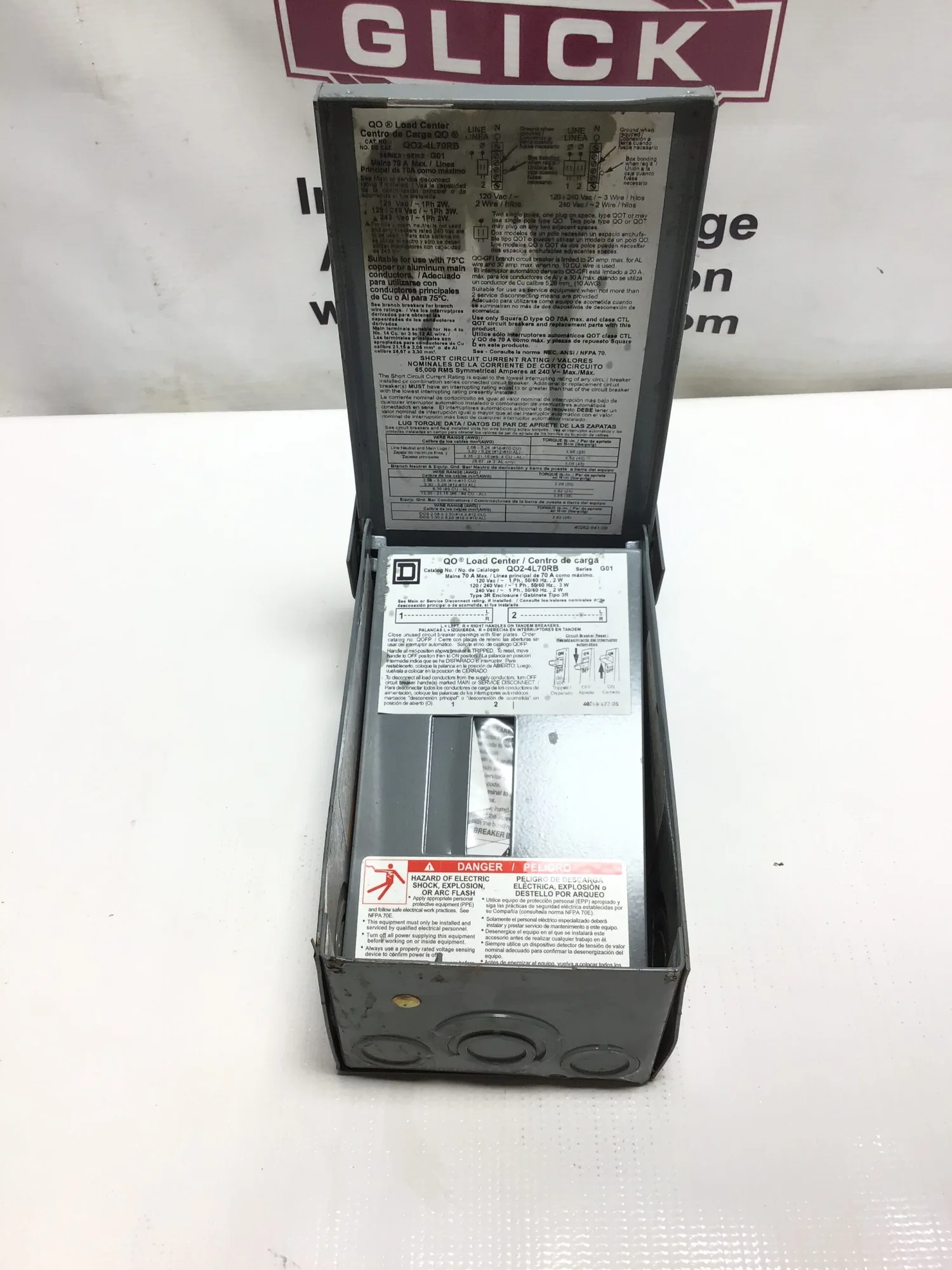 Square D QO2-4L70RB Circuit Breaker Load Center 120/240VAC 50/60Hz Series G01