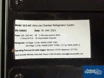 Trane Farrar Trane Technologies Ultra Low Storage Chamber, Model ULC 259