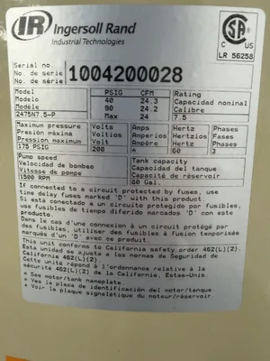 Used INGERSOLL RAND 2475N7.5-P Lubricated Reciprocating Air Compressors Georgia US | The Equipment Hub #1319564