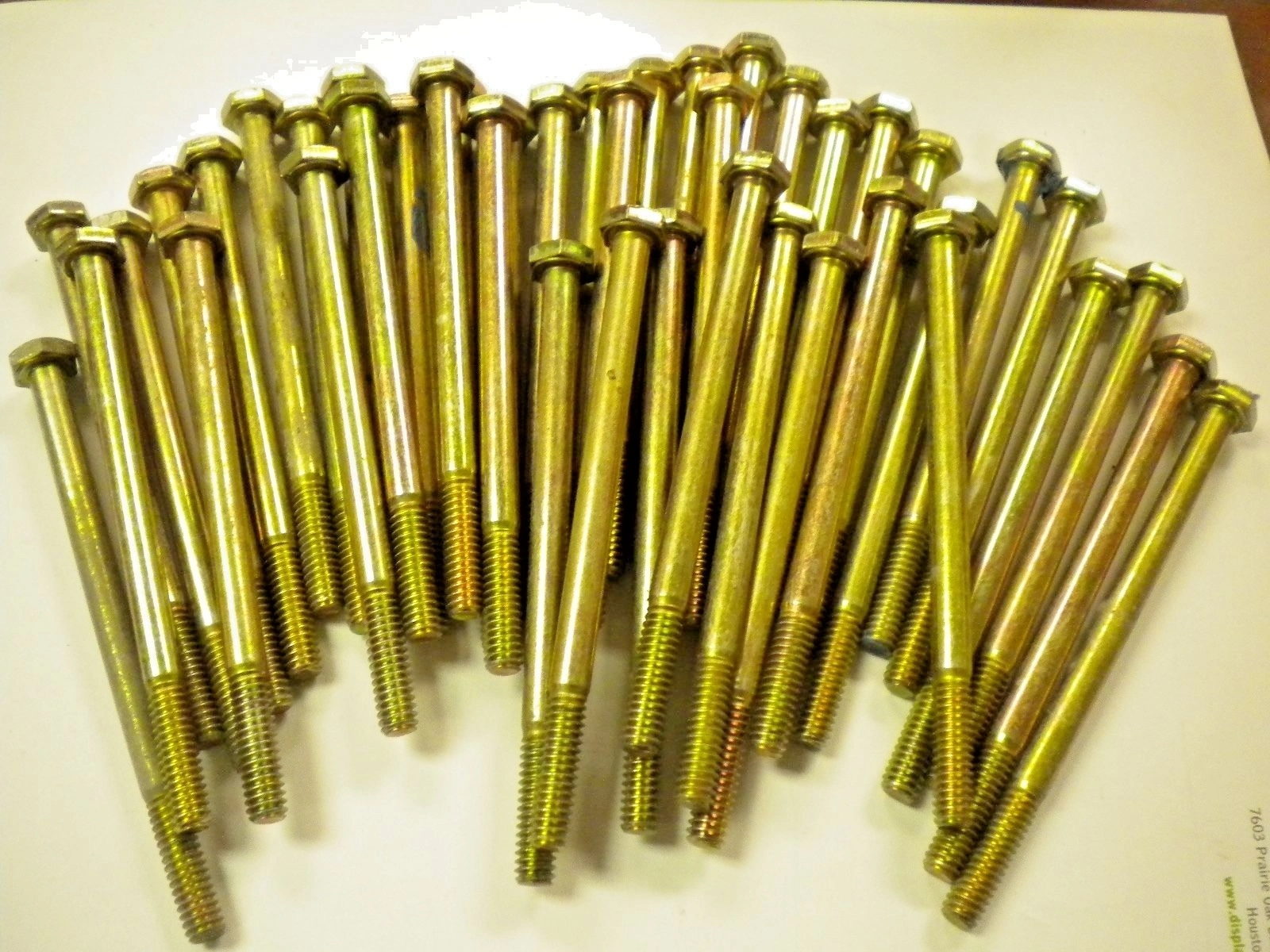 Hex Bolt  1/4-20 x 4" Zinc Yellow Plated grade 8 -3/4 Thread