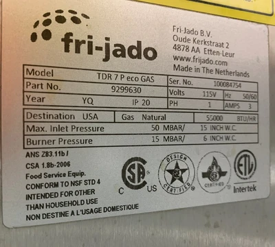 72-0282 Fri-Jado TDR 7P Gas Rotisserie Oven with Stand
