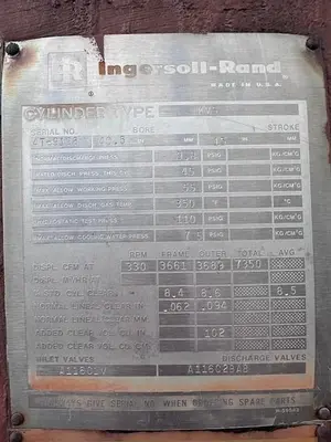 Ingersoll Rand 40.5” x 15” stroke KVS 55 # Cylinders SN 4T-9182, 4T-9198