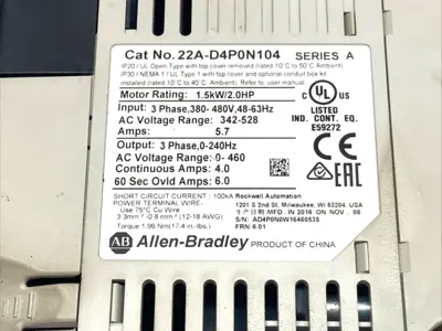 Used Allen-Bradley Ser A Powerflex 4 AC Drive 1.5kW 2HP 3 Phase Variable Speed Drives Michigan US | Maverick Industrial Sales #1393435
