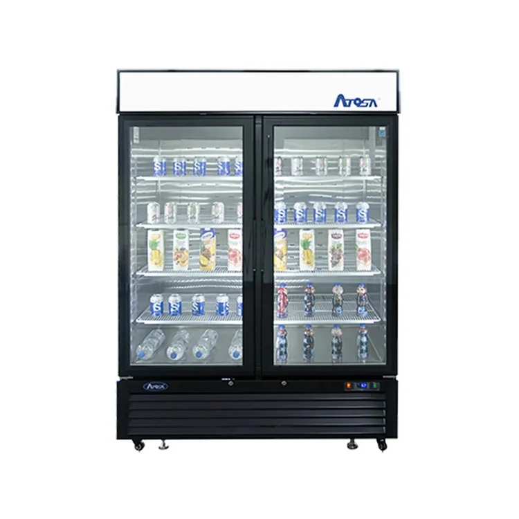 New | in-Stock Atosa New Atosa MCF8723GR Bottom Mount (2) Glass Door Merchandiser Refrigerator 43.95 Cu Ft - Black Display Refrigerators Illinois US | Falcon Restaurant Supply #1375451