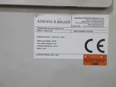 2018 IBERICA OPTIMA 106 DIECUTTER