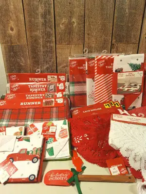 Huge Lot of Christmas (Table Mats, Kitchen towels, etc.)