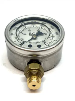 0414.0009 | SCA Schucker 0414.0009 SS Liquid Filled Pressure Gauge 0-350 PSI 2.5" 1/4 NPT - Used