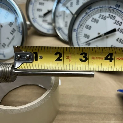 (5) ASHCROFT 5” BIMETAL THERMOMETER 3" STEM 50-550F 10-290C NNB * READ*