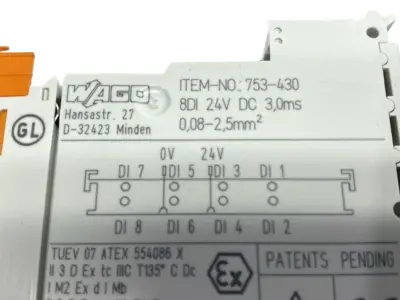 USED WAGO DIGITAL INPUT MODULE 8-CHANNEL 24VDC NO TERMINALS LOT OF 4