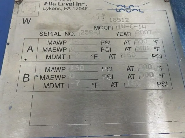 Used Alfa Laval 1V-C-1W Heat Exchangers Minnesota US | Peak Machinery, Inc. #287502
