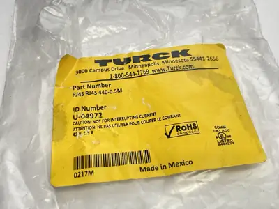 New | in-Stock TURCK U-04972 DOUBLE ENDED MALE CABLE Cable & Wire Michigan US | Maverick Industrial Sales #1089900