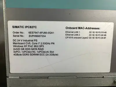 Siemens BOX PC Simatic IPC827C 6ES7647-6PJ66-0GA1 / 6ES7647-6P (2.4.3)