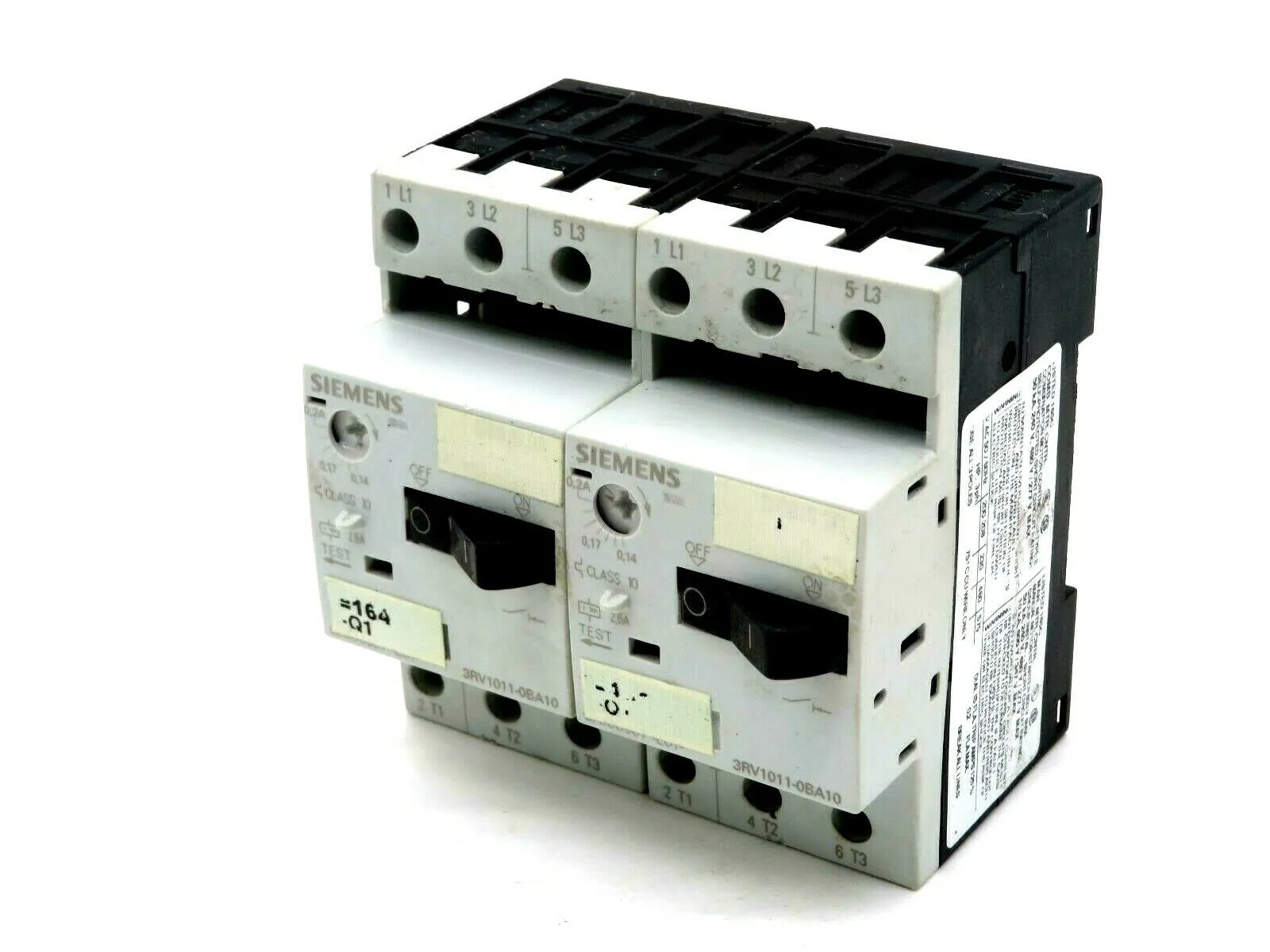 USED LOT OF 2 SIEMENS 3RV1011-0BA10 CIRCUIT BREAKER 3RV10110BA10