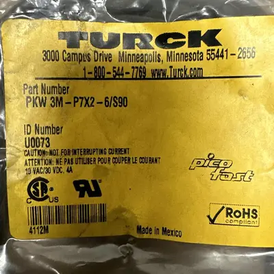 New | in-Stock TURCK PKW 3M-P7X2-6/S90 Miscellaneous Equipment (Electrical & Power) | Surplus Asset Holdings #1198820