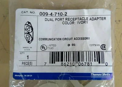 Thomas&Betts 009-4-710-2 Dual Port Receptacle Adapter ; Color: Ivory 3H
