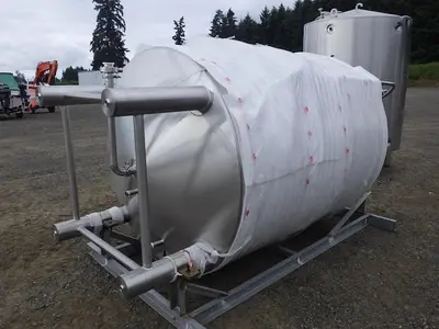 (2) Available - Previously sold 20 bbl/2500L/660Gal jacketed brite tank