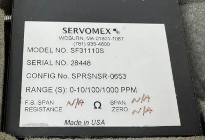 USED GE SENSING / SERVOMEX SF31110S OXYGEN SENSOR