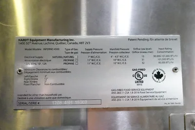 HARDT NATURAL GAS DOUBLE STACKED COMMERCIAL ROTISSERIE MODEL INFERNO 4500 (CAPACITY 80 CHICKENS)