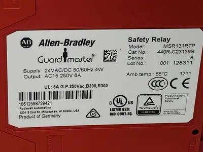 USED ALLEN-BRADLEY SER. A GUARDMASTER MINOTAUR SAFETY RELAY MSR131RTP