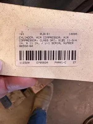 Pennsylvania Pump Compressor Cylinder Barrel Only Model 3AT Size 11.75” x 11” Stroke S/N 86550-60