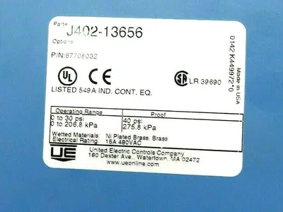 NEW UNITED ELECTRIC J402-13656 PRESSURE SWITCH J40213656