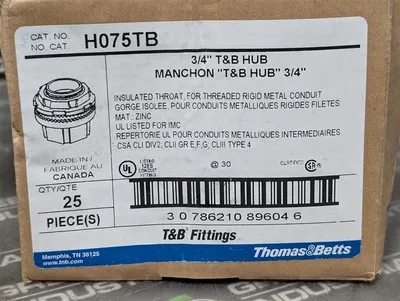 Box of 25 Thomas & Betts H075TB 3/4" Insulated Throat Conduit Fittings New NIB