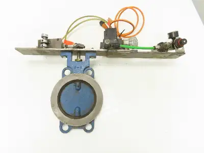 5" Wafer Style Steel Butterfly Valve 24V Pneumatic Solenoid Actuator Assembly