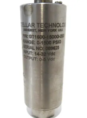 USED STELLAR TECHNOLOGY GT1600-1500G-200 PRESSURE TRANSDUCER GT16001500G200