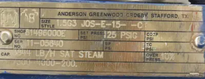 REFURBISHED CROSBY JOS-E-15-C PRESSURE RELIEF VALVE 1.5G3 JOSE15C